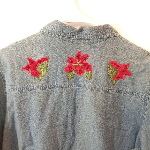 Denim Vintage Shacket Floral Fall - Picture 4 of 10